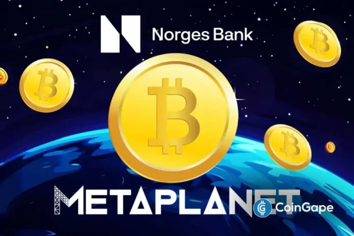 $2 trillion Norges Bank Investment Management, the world’s largest sovereign wealth fund, has disclosed unanimous support for all five management proposals of Bitcoin treasury Metaplanet. The stock bounces 1.51% on Wednesday amid a slight BTC price rebound. Norges Bank Votes in Favor of Bitcoin Treasury Metaplanet Proposals Metaplanet, aka Asia’s MicroStrategy, has secured a major
The post <a href="https://coingape.com/bitcoin-proxy-metaplanet-gets-support-from-worlds-largest-sovereign-wealth-fund/">Bitcoin Proxy Metaplanet Gets Support from World’s Largest Sovereign Wealth Fund</a> appeared first on <a href="https://coingape.com/">CoinGape</a>.