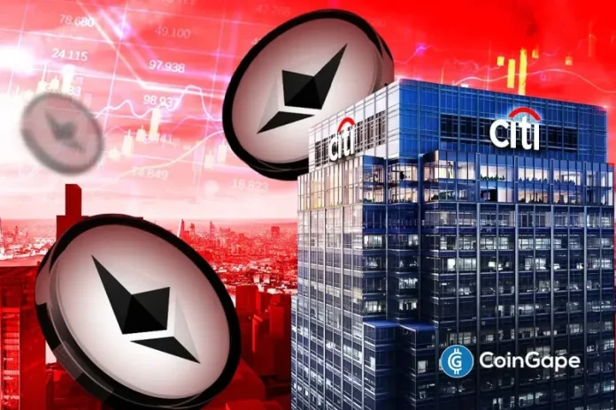 Wall Street giant Citigroup shared a bearish case scenario for Ethereum, predicting a fall in ETH price to $2,200 by year-end. This is in contrast to the current ETH price above $4,500 and expectations of an upcoming altcoin season fueling investor sentiment for ETH and other top altcoins. Citigroup Makes a Bearish ETH Price Prediction
The post <a href="https://coingape.com/citigroup-predicts-ethereum-price-crash-to-2200-by-year-end/">Citigroup Predicts ETH Price Could Crash to $2,200 by Year-End</a> appeared first on <a href="https://coingape.com/">CoinGape</a>.