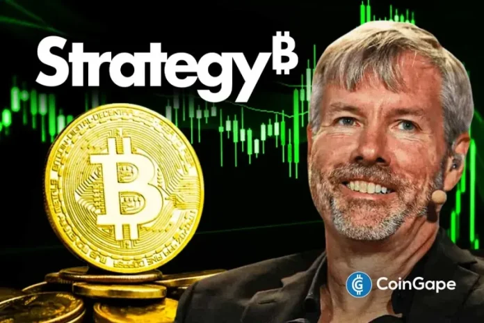 Strategy, previously MicroStrategy, has made its ninth consecutive weekly Bitcoin purchase, marking the company’s 100th purchase. This latest purchase comes as BTC struggles, recently crashing below the psychological $67,000 level. The MSTR stock is also down amid this latest purchase, given its strong positive correlation with the leading crypto. Strategy Acquires 592 BTC For $39.8
The post <a href="https://coingape.com/michael-saylors-strategy-makes-100th-bitcoin-purchase-buys-592-btc/">Breaking: Michael Saylor’s Strategy Makes 100th Bitcoin Purchase, Buys 592 BTC as Market Struggles</a> appeared first on <a href="https://coingape.com/">CoinGape</a>.