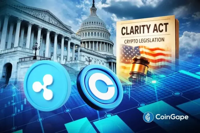 The third White House meeting on the CLARITY Act holds today, with Ripple, Coinbase, and bank representatives among those who will be in attendance. This comes as the month-end deadline for the banks and crypto to reach a deal over stablecoin rewards in the crypto bill approaches. Ripple, Coinbase Execs To Attend White House CLARITY
The post <a href="https://coingape.com/white-house-to-hold-clarity-act-meeting-with-ripple-coinbase-banks-today/">White House to Hold CLARITY Act Meeting With Ripple, Coinbase, Banks Today</a> appeared first on <a href="https://coingape.com/">CoinGape</a>.